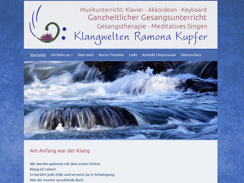 Webdesign Klangwelten Ramona Kupfer